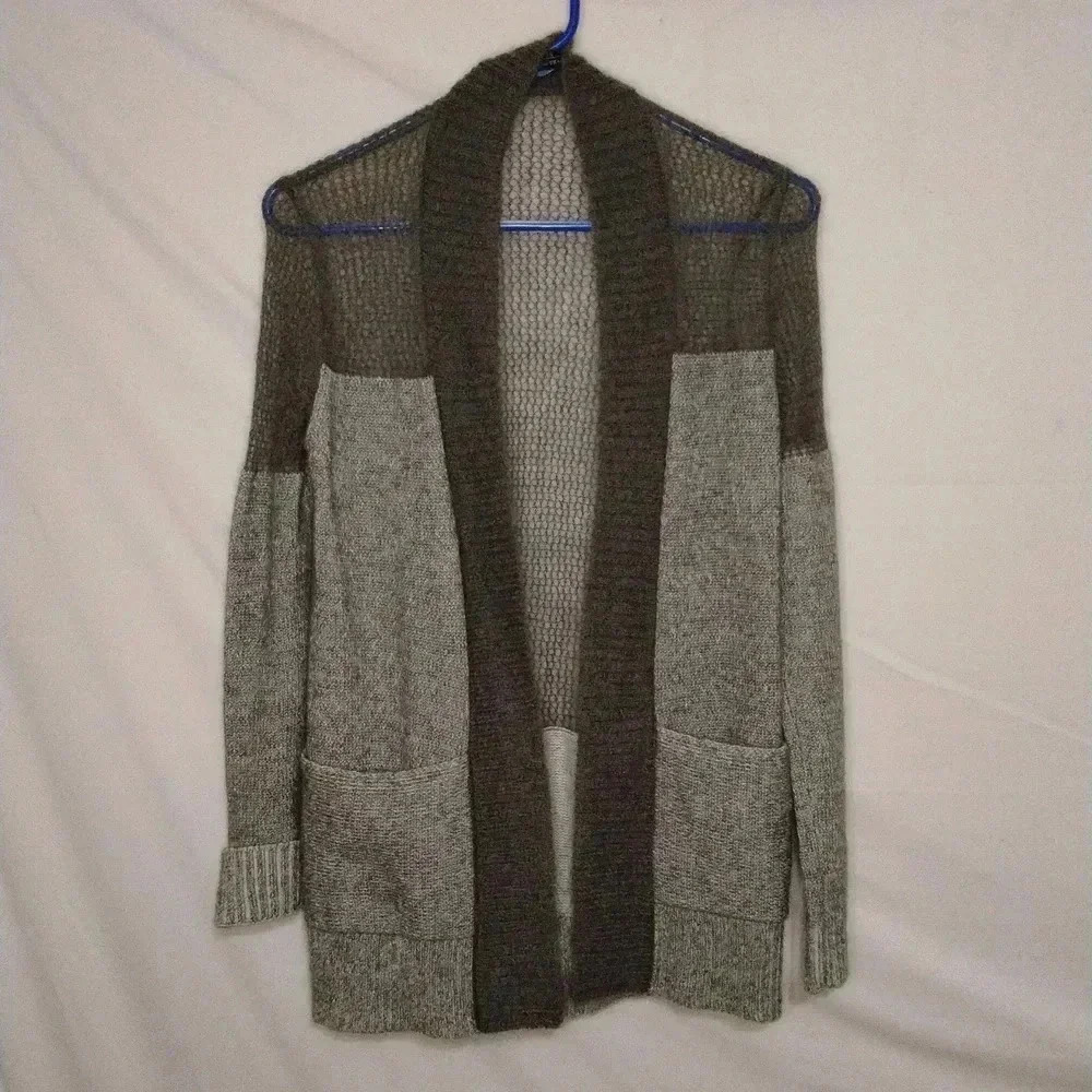 All Saints Two-Tone Grey Open Knit Cardigan sz 0